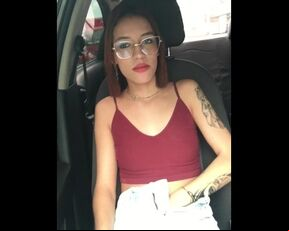I'm in the car with my friend and I start touching my pussy and my tits